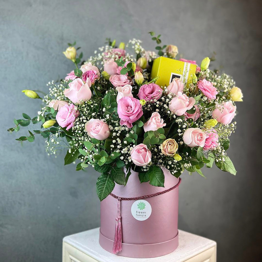 Pastel Roses Flower Box (with Patchi Chocs)