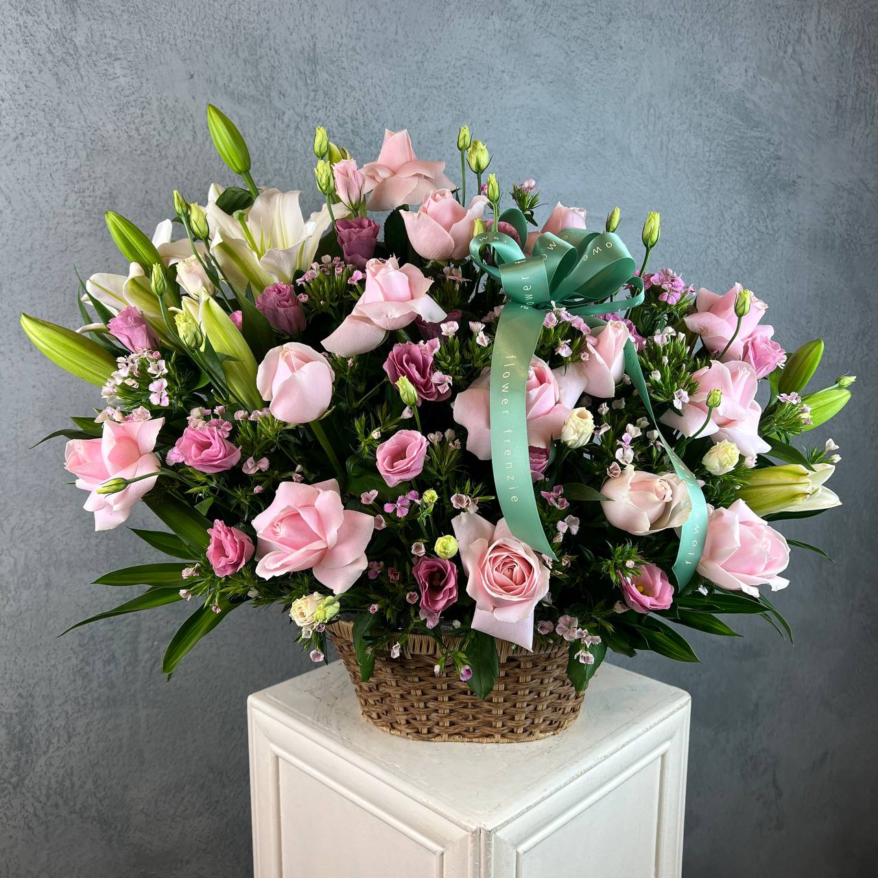 Lilies and Roses Flower Basket