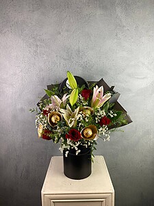 Lilies & Roses with Chocs