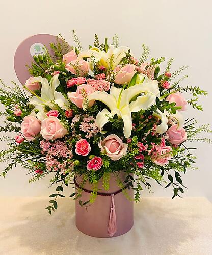 Hat Box Roses & Lilies (Pink Series)