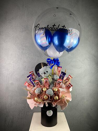 Mix Chocs & Teddy with Bauble Balloons (Pre-order)