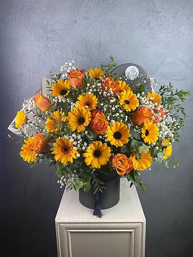 Yellow Gerberas & Orange Roses