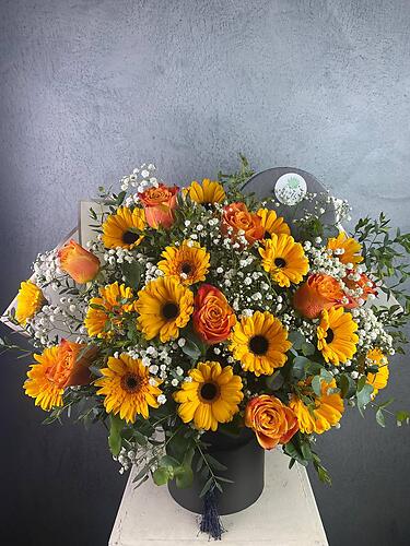 Yellow Gerberas & Orange Roses